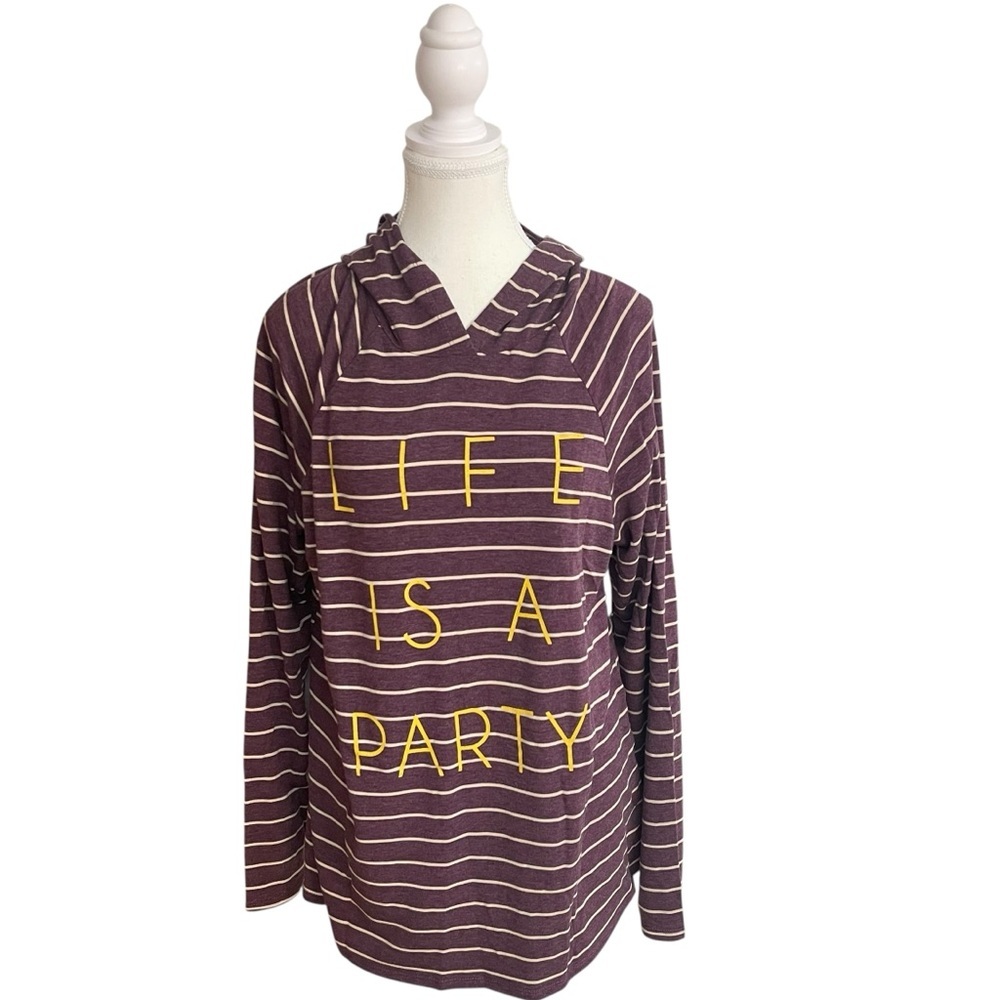 Le Lis Life is a Party Hoodie Sweatshirt Purple Yellow